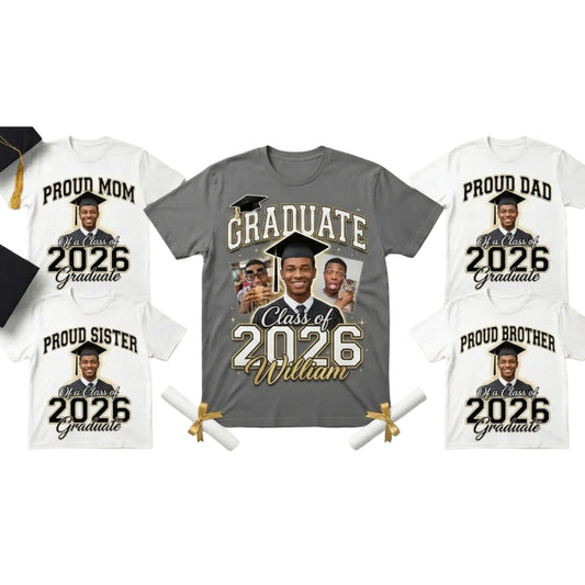 Custom Photo Graduate Matching Family T Shirt, Personalized Matching Graduate Family Shirts ET0651