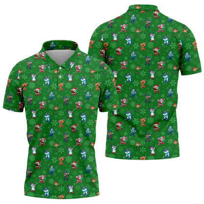 Character Christmas Green Golf Mens Polo Shirt, Christmas Golf Shirt Men GZ0338