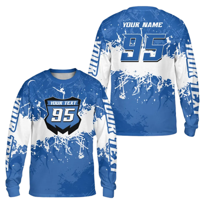 Custom Red White Racing Dirt Bike Jersey Long Sleeve For Men, Custom Dirt Bike Shirts MZ0092