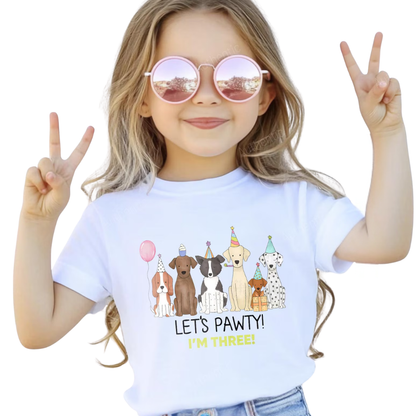 Let's Pawty Personalized Dog Birthday Matching Family T Shirt, Custom Birthday Puppy Family Shirts ET1210