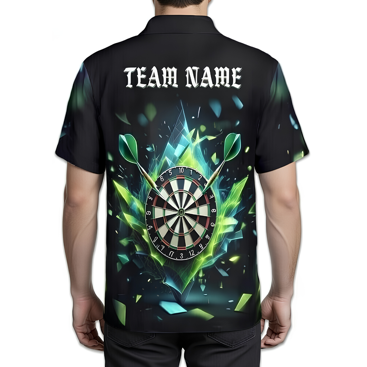 Custom Team Ice Darts Polo Shirt For Men, Custom Dart Team Shirt Black Cyan DZ0179