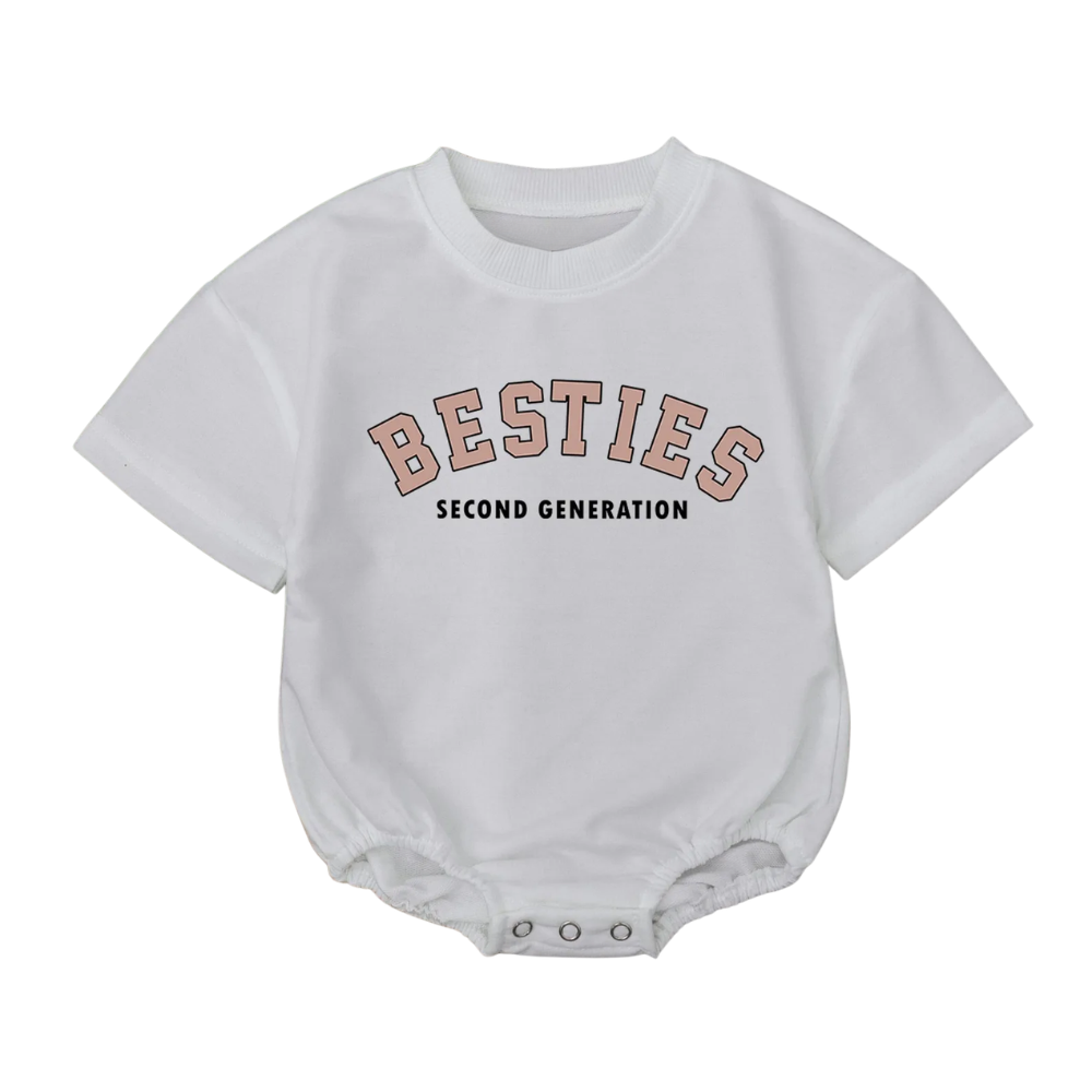 Baby's Besties Second Generation T Shirt Bubble Romper, Matching Best Friend Baby Romper BB0294