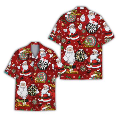 Santa Playing Darts Hawaiian Shirt For Men, Dart Player Christmas Hawaiian Shirt HE0911