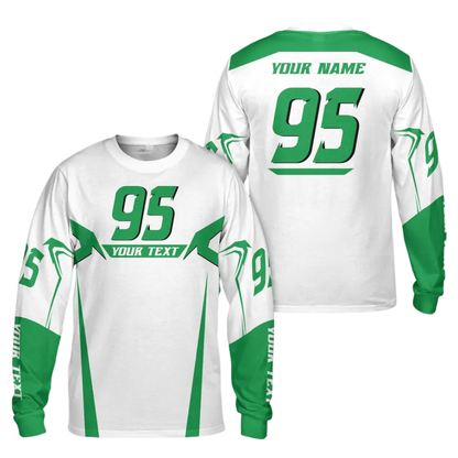 Custom Name & Number Dirt Bike Long Sleeve Men Jersey White Red, Custom Racing Dirt Bike Jerseys MZ0090