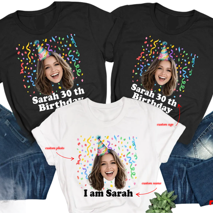 Custom Face 30th Birthday Crew Matching T Shirt, Custom Photo Birthday Matching Shirts ET0850