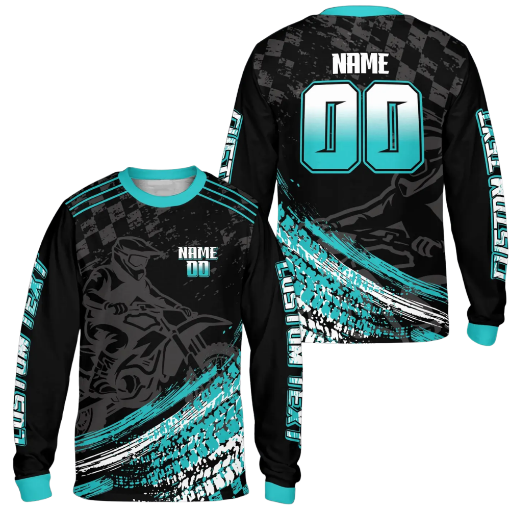 Custom Black Red Motocross Long Sleeve Jersey For Men, Custom Dirt Bike Shirts ME0058