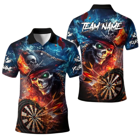 Custom Pirate Skull Dart Polo Shirt Men, Custom Skull Dart Team Shirts DE0007