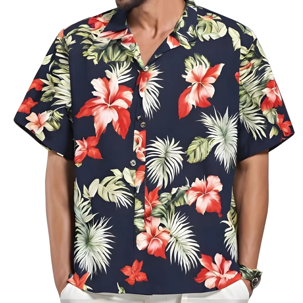 Green Tropcical Hawaiian Shirt For Men Women With Pocket, Tropical Hawaiian Shirt HE0388