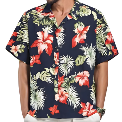 Green Tropcical Hawaiian Shirt For Men Women With Pocket, Tropical Hawaiian Shirt HE0388