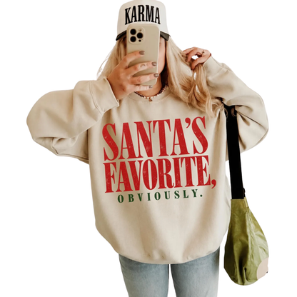 Santa's Favorite Obviously Sweatshirt For Women, Funny Christmas Sweatshirt 2D1229