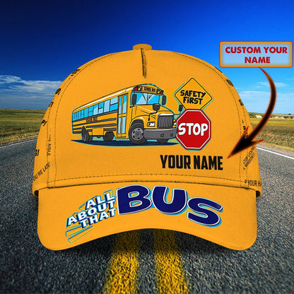3D Classic Cap Funny School Bus Personalized Name Cap 12 Lasfour CA0858