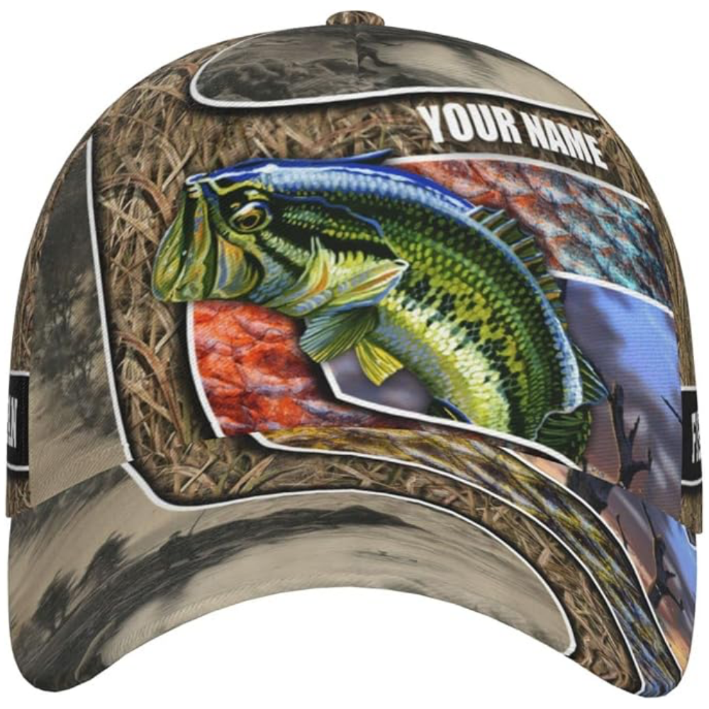 Custom Largemouth Bass Fishing Baseball 3D Cap, Custom Fishing Hat CP0603