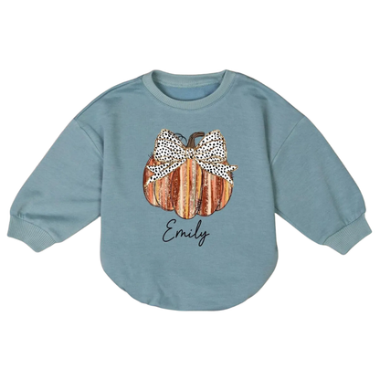 Custom Name Pumpkin Baby Romper Sweatshirt, Personalized Fall Thanksgiving Baby Romper Sweatshirt BB0017
