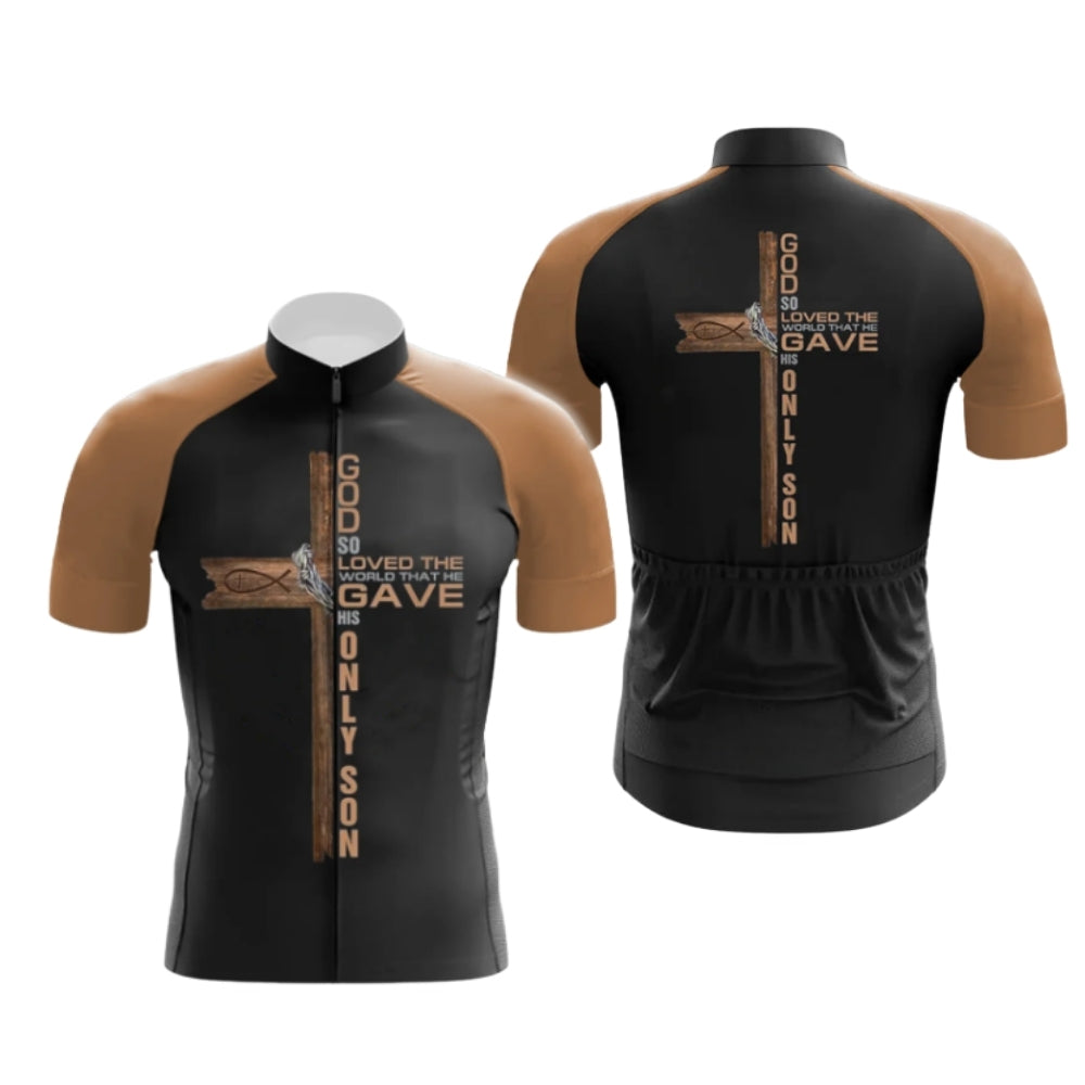 God Solved The World That He Gave His Only Son Short Sleeve Cycling Men Jersey, Christian Faith Cycling Jerseys CG0706