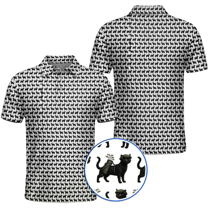 Men's Black Cat Golf Polo Shirt, Cat Lover Golf Shirt GZ0376