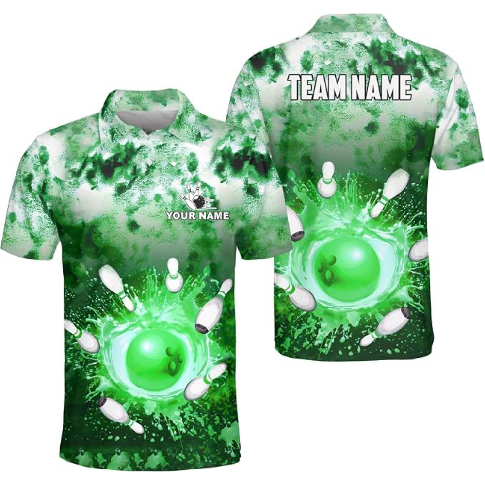 Custom Team Purple Splash Bowling Polo Shirt For Mens, Custom Bowling Shirt BZ0788