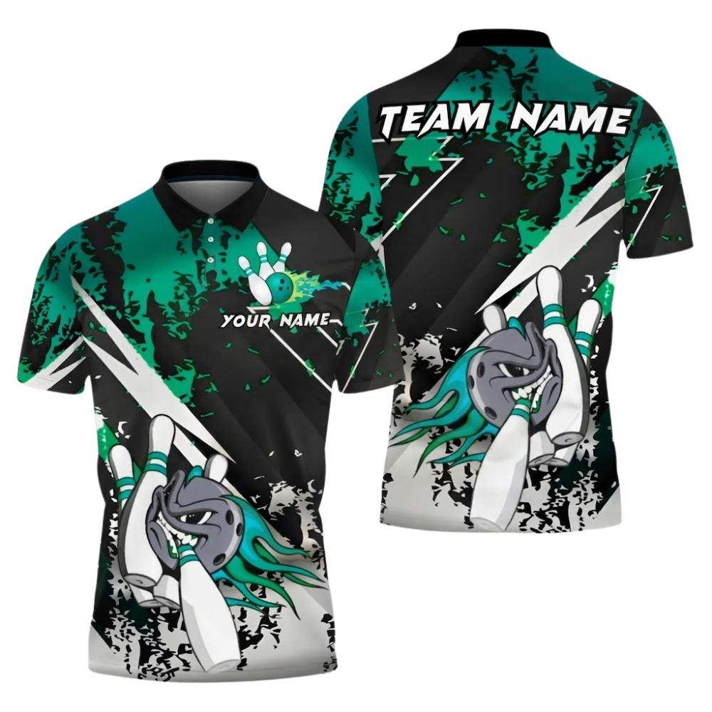 Angry Ball Custom Mens Red And Black Bowling Team Polo Shirt, Custom Bowling Shirt BZ0687