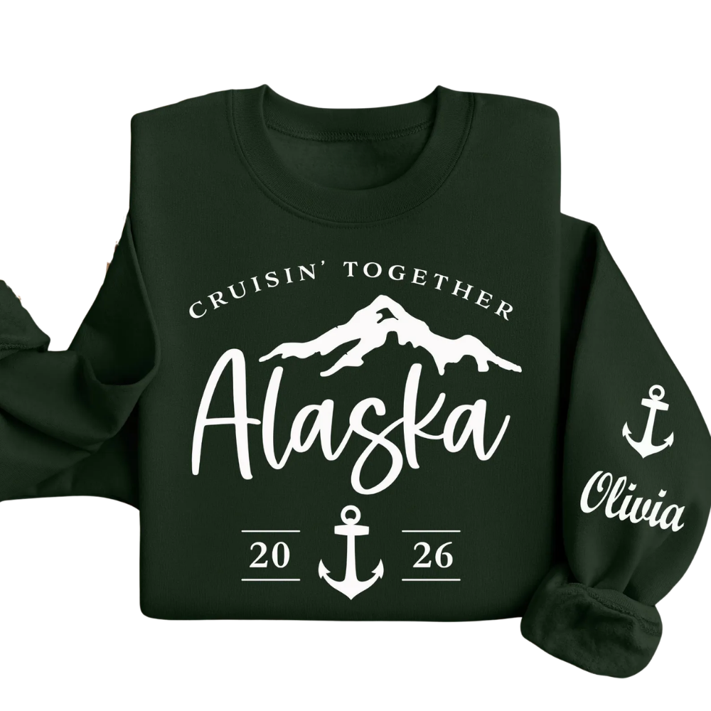 Alaska Cruisin' Together Custom Name And Year Family Matching Sweatshirt, Custom Alaska Trip Family Sweatshirt ET1339