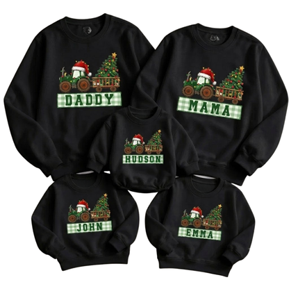 Custom Christmas Truck Family Sweatshirt Matching, Personalized Xmas Family Sweatshirt ET1694