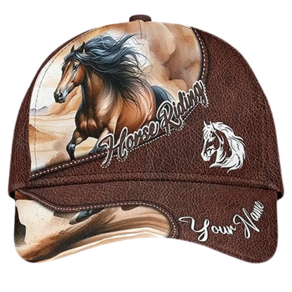 Horse Riding Custom Name 3D Baseball Cap, Custom Horse Riding Caps Hats CP0194