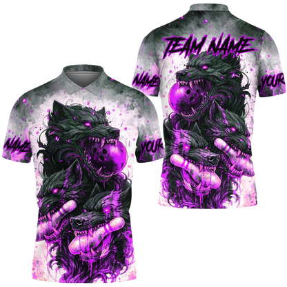 Custom Wolf Bowing Polo Shirt For Men, Custom Wolf Team Bowling Shirts BE0195