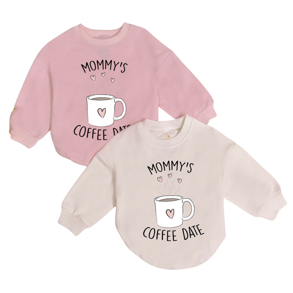 Mommy's Coffee Date Baby Romper Sweatshirt, Coffee Lover Baby Romper Sweatshirt BB0177