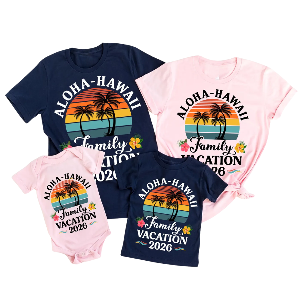 Aloha-Hawaii Family Vacation Custom Matching T Shirt, Custom Hawaii Trip Family Shirts ET1321