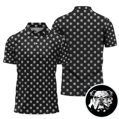 Men's Bulldog Black White Golf Polo Shirt, Bulldog Golf Shirt For Dog Lover GZ0359