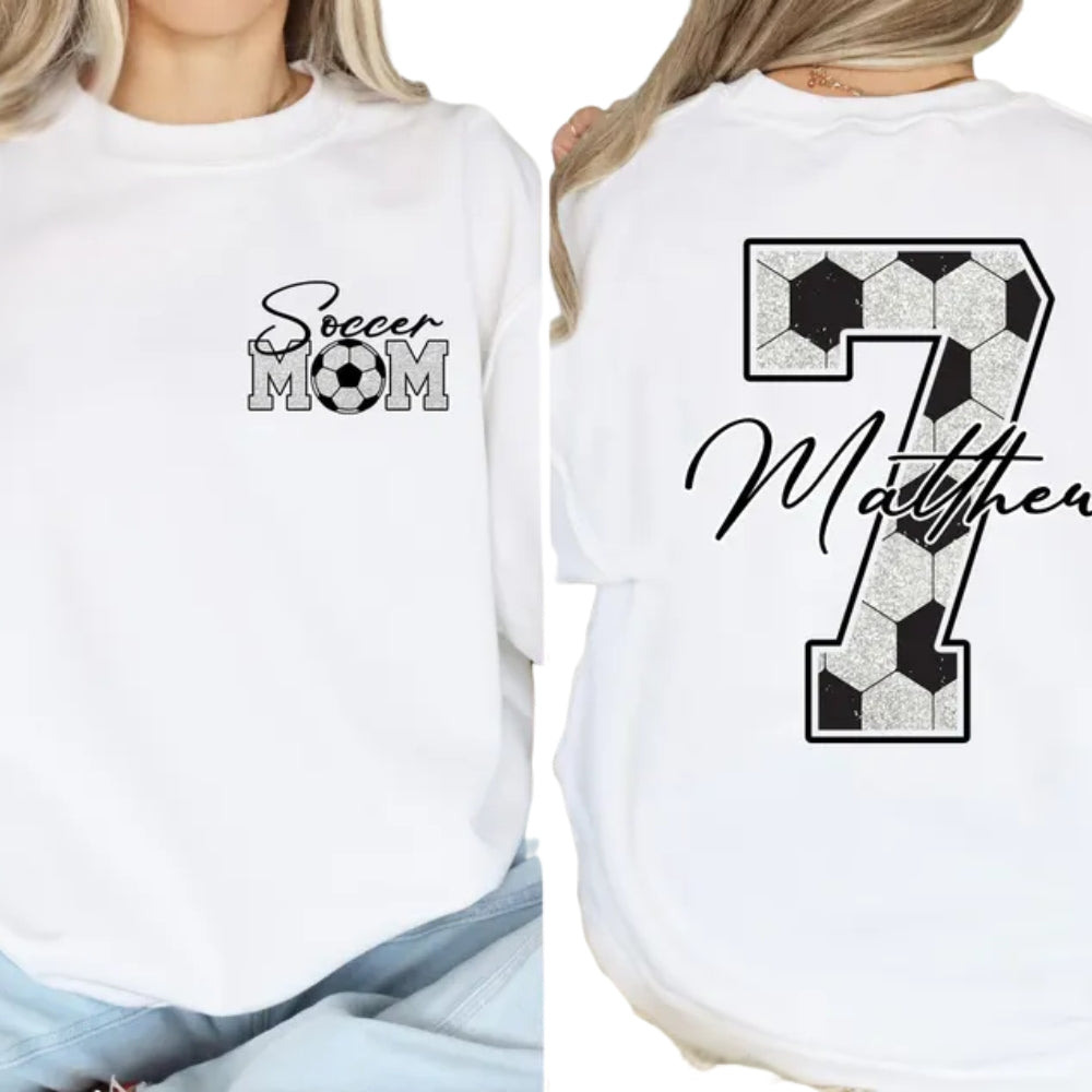 Custom Soccer Mom Sweatshirt With Name Number, Custom Soccer Mama Sweatshirt 2D0506