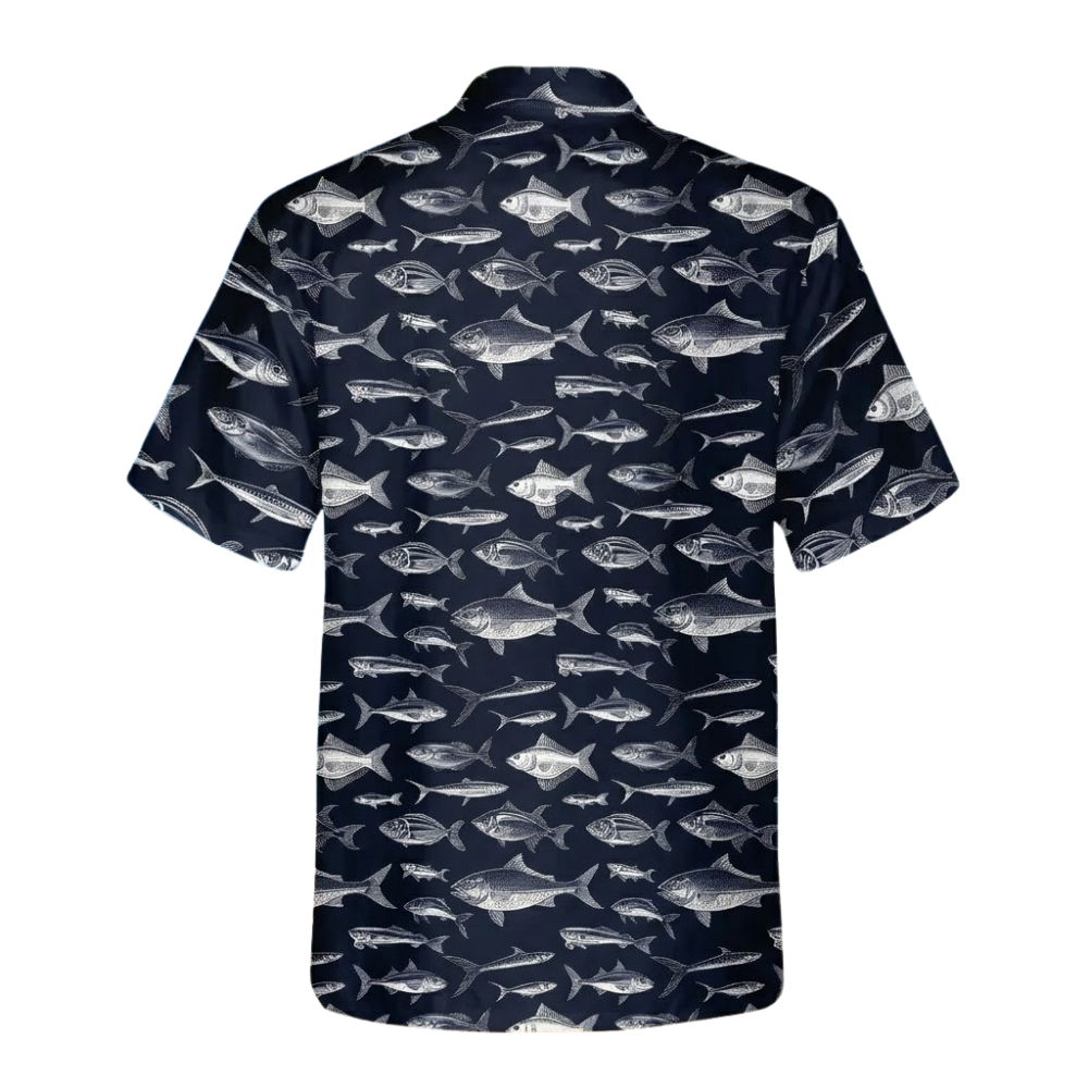 Men's Blue Fish Hawaiian Shirt, Fishing Lover Hawaiian Shirts HE0666