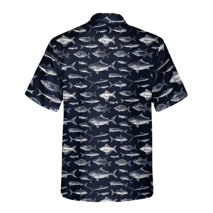 Men's Blue Fish Hawaiian Shirt, Fishing Lover Hawaiian Shirts HE0666