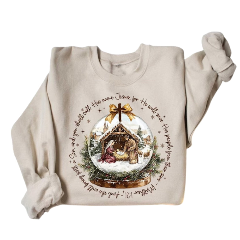 Christian Christmas Sweatshirt, Christmas Nativity Scene Sweatshirt 2D0319