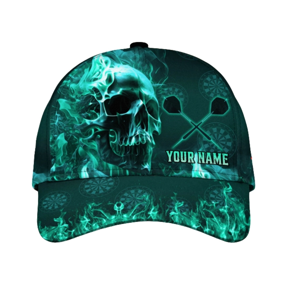Custom Blue Flame Skull Dart Baseball Cap 3D Printed, Custom Skull Dart Hat With Name CP0481