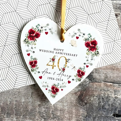 Custom On Your Ruby Wedding Anniversary Mom & Dad Ceramic Ornament, Custom 40th Anniversary Ornament WD0301