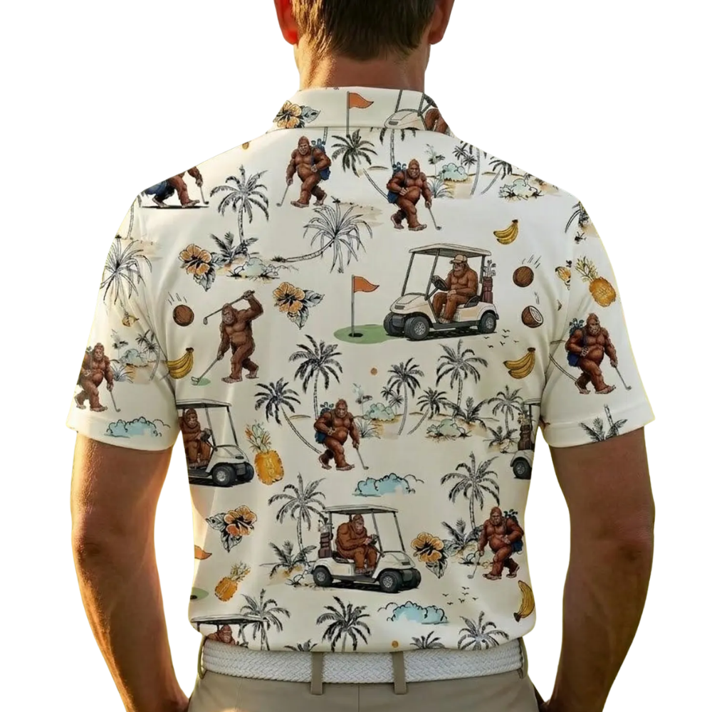Bigfoot Tropical Golf Polo Shirt For Men, Bigfoot Sasquatch Golf Shirts GE0532