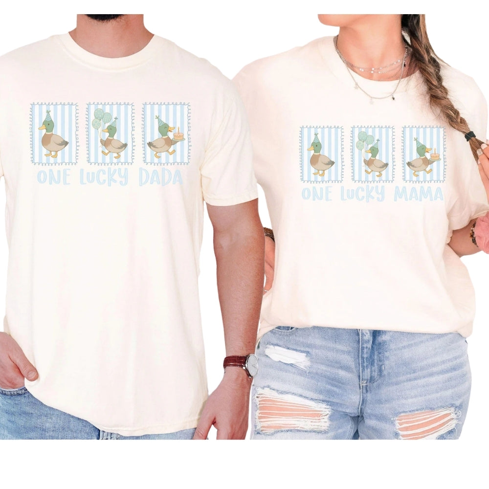 One Lucky Duck Custom Matching Family T Shirts, Custom First Birthday Matching Shirts For Family ET0253