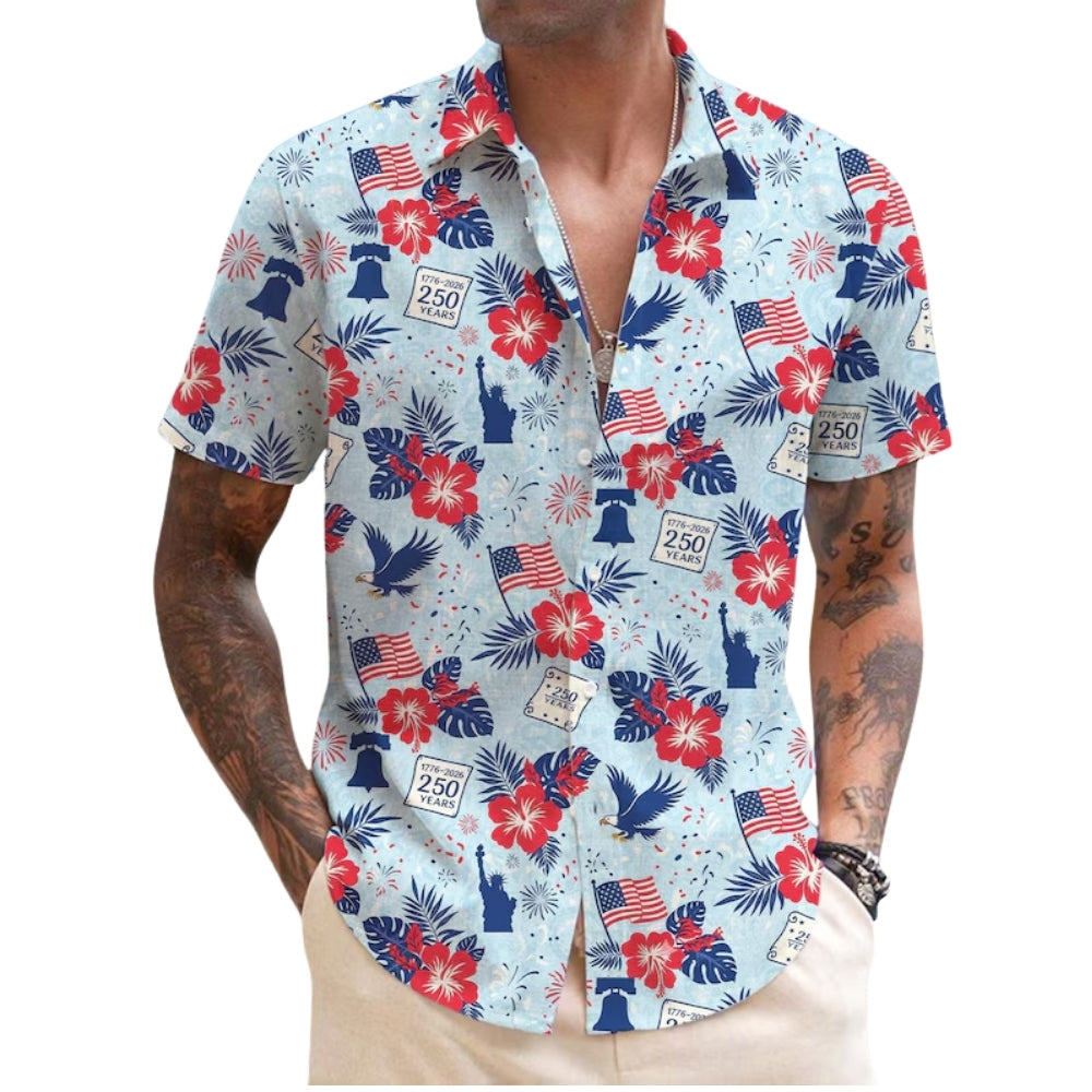 Tropical American 250 Year Hawaiian Shirts For Men Women, 4th Of July Hawaiian Shirts HE0194
