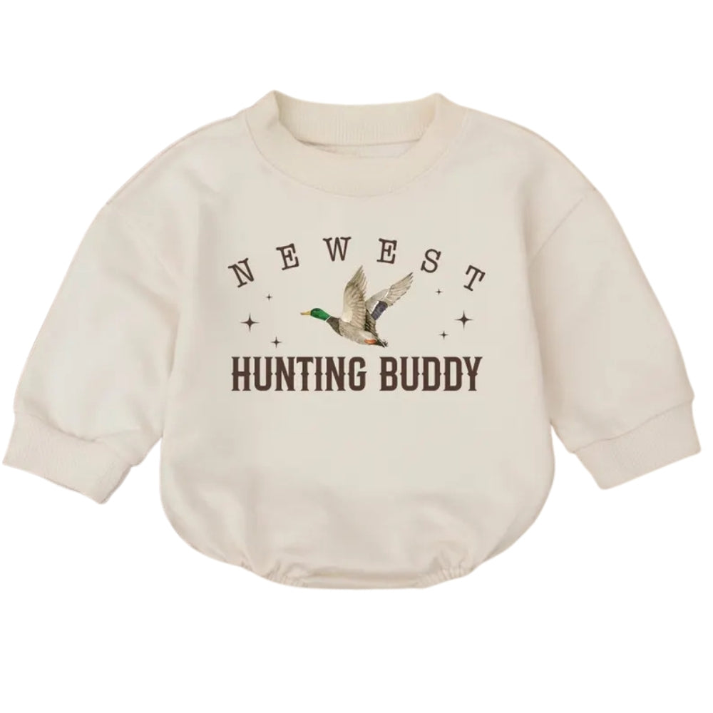 Newest Hunting Buddies Mallard Duck Baby Romper Sweatshirt, Hunting Baby Romper Sweater BB0686
