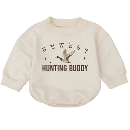 Newest Hunting Buddies Mallard Duck Baby Romper Sweatshirt, Hunting Baby Romper Sweater BB0686