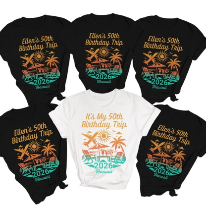 It's My 50th Birthday Trip Custom Birthday Matching Group T Shirt, Custom Beach Birthday Trip Matching Shirts ET0888