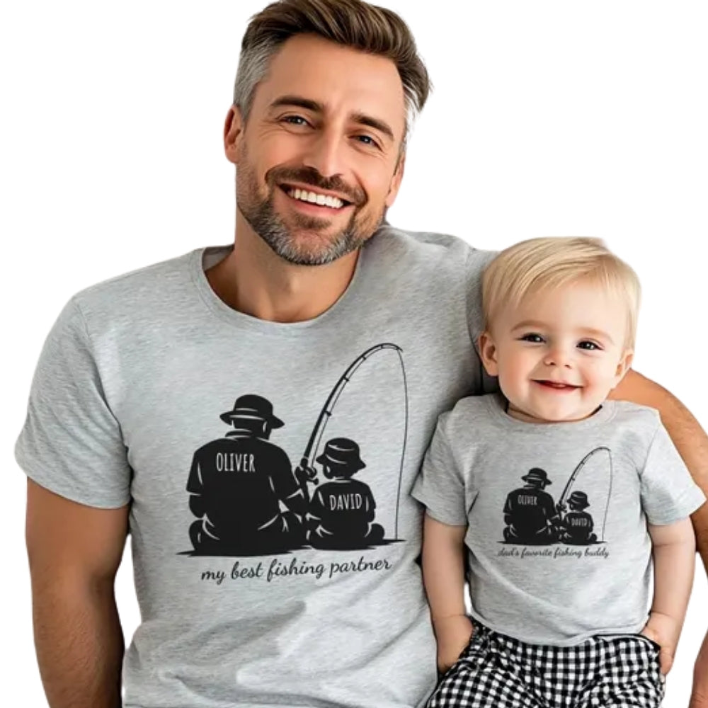 My Best Fishing Partner Custom Dad And Son Matching T Shirt For Father Day, Custom Matching Dad Son Fishing Shirts ET0801