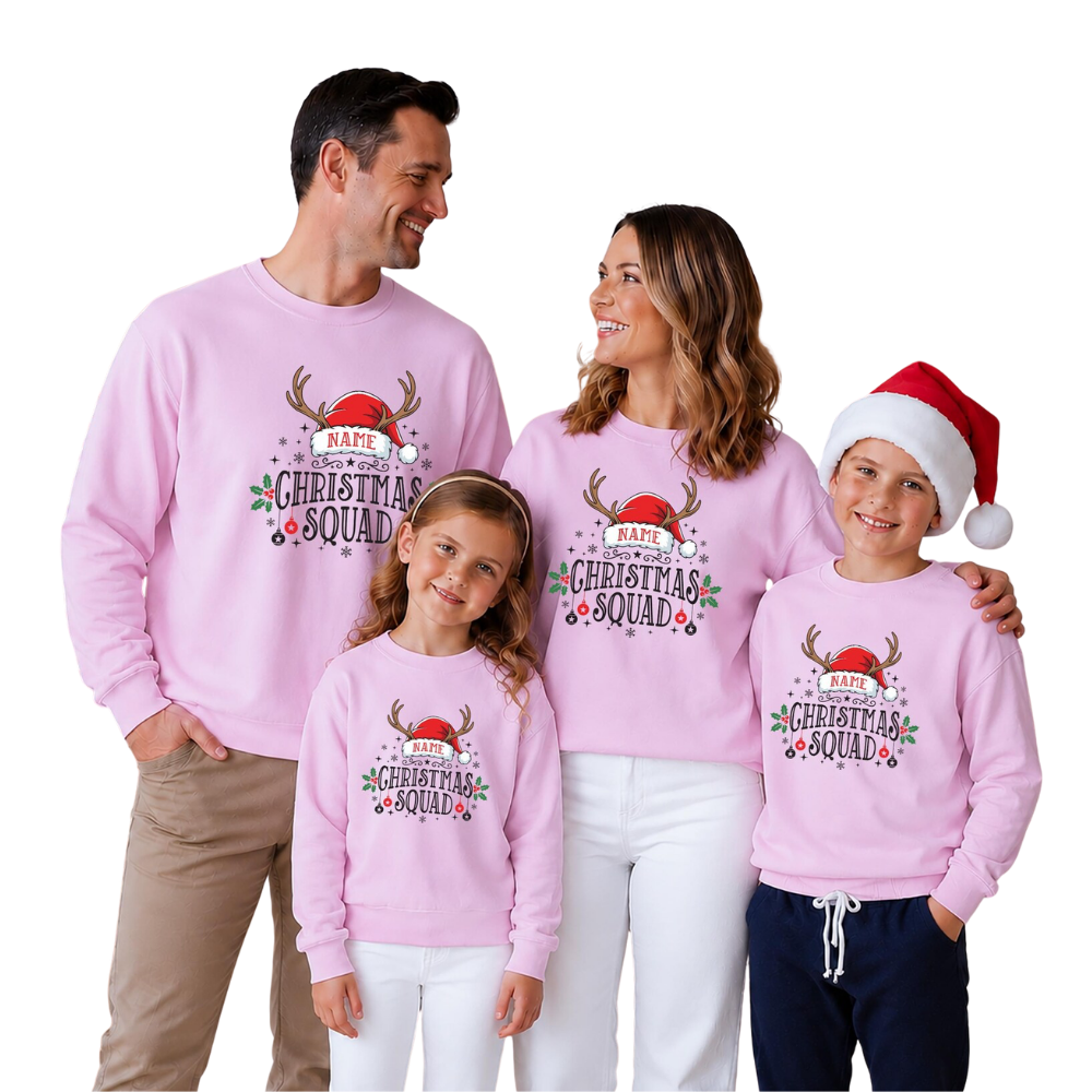 Custom Christmas Squad Family Matching Sweatshirt, Custom Christmas Sweatshirt For Family ET1643