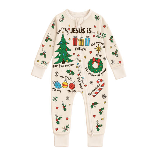 Jesus Is The Reason Xmas Baby Romper Convertible Zippy, Christian Baby Convertible Romper For Christmas BB0932