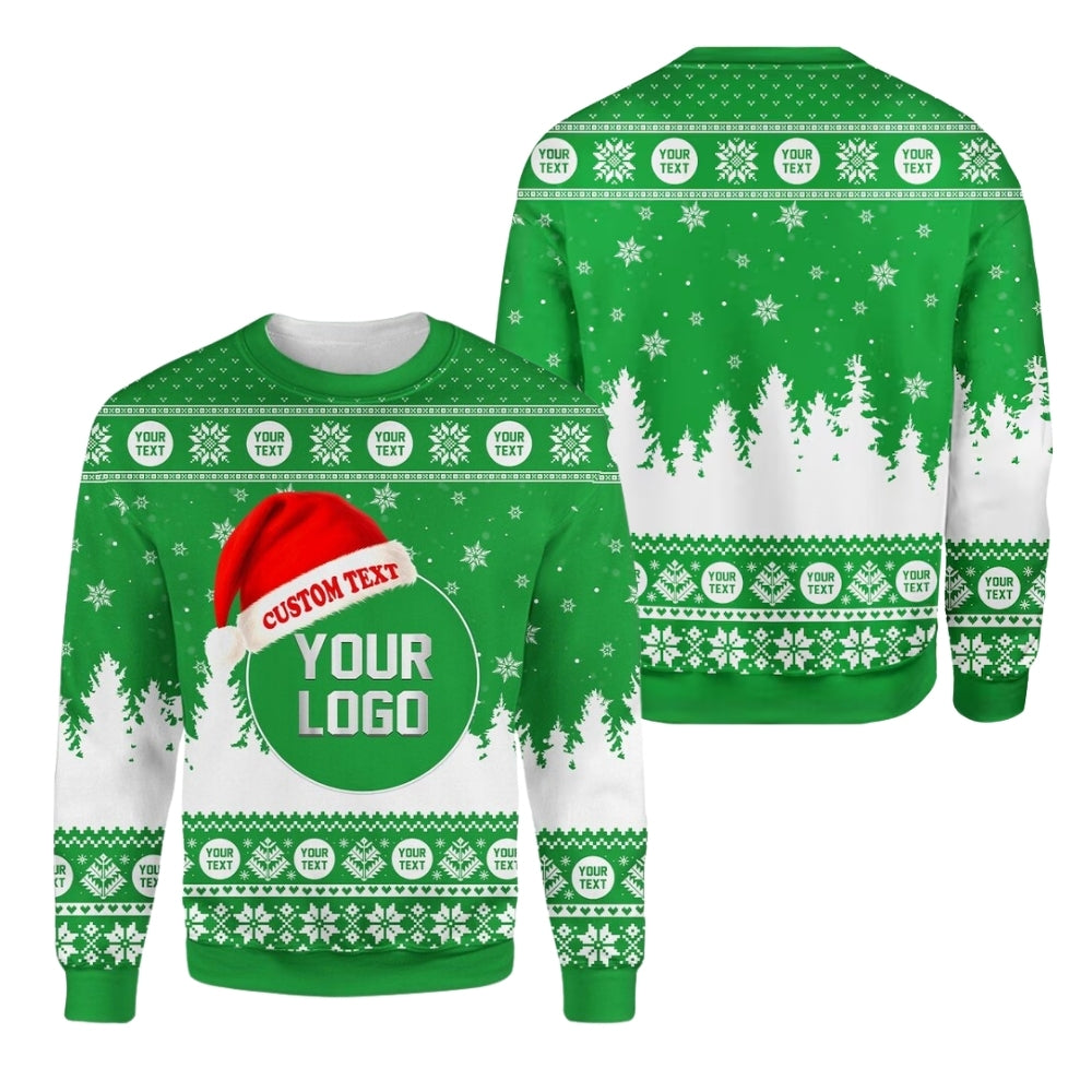 Custom Logo Ugly Xmas Sweatshirt Navy And White, Custom Christmas Sweater 2D1083