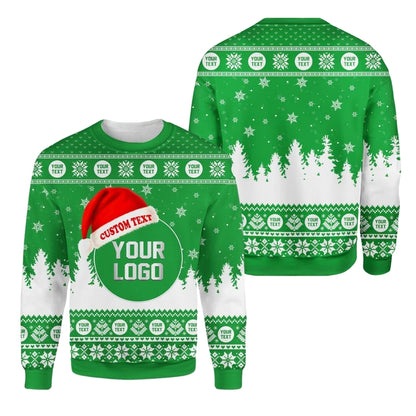 Custom Logo Ugly Xmas Sweatshirt Navy And White, Custom Christmas Sweater 2D1083