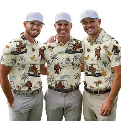 Bigfoot Tropical Golf Polo Shirt For Men, Bigfoot Sasquatch Golf Shirts GE0532