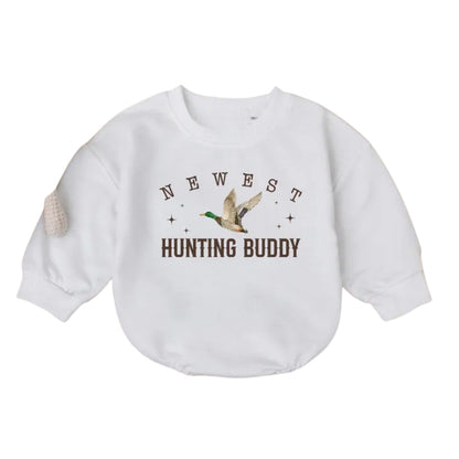 Newest Hunting Buddies Mallard Duck Baby Romper Sweatshirt, Hunting Baby Romper Sweater BB0686
