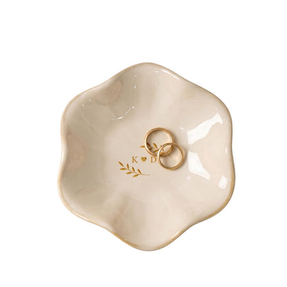 Custom Couple Initials Lotus Wedding Jewelry Dish, Custom Wedding Ring Dish WD0454