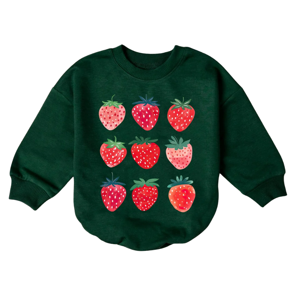 Cute Strawberry Baby Romper Sweater, Strawberry Lover Romper Sweatshirt For Baby BB0165