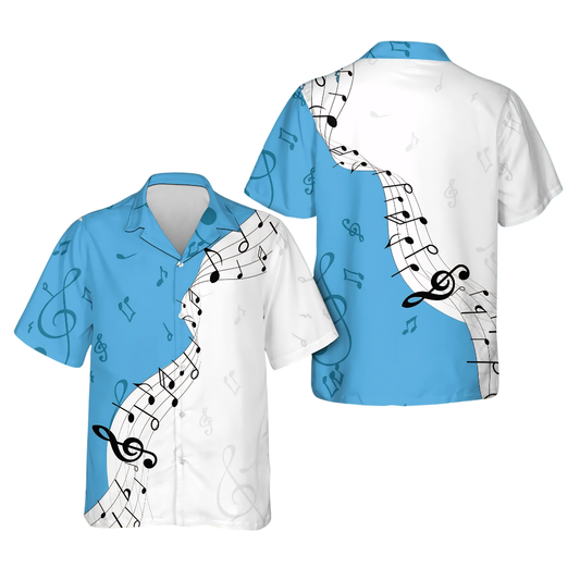 Music Notes Blue And White Hawaiian Shirt For Men Women, Music Lover Hawaiian Shirts HE0238